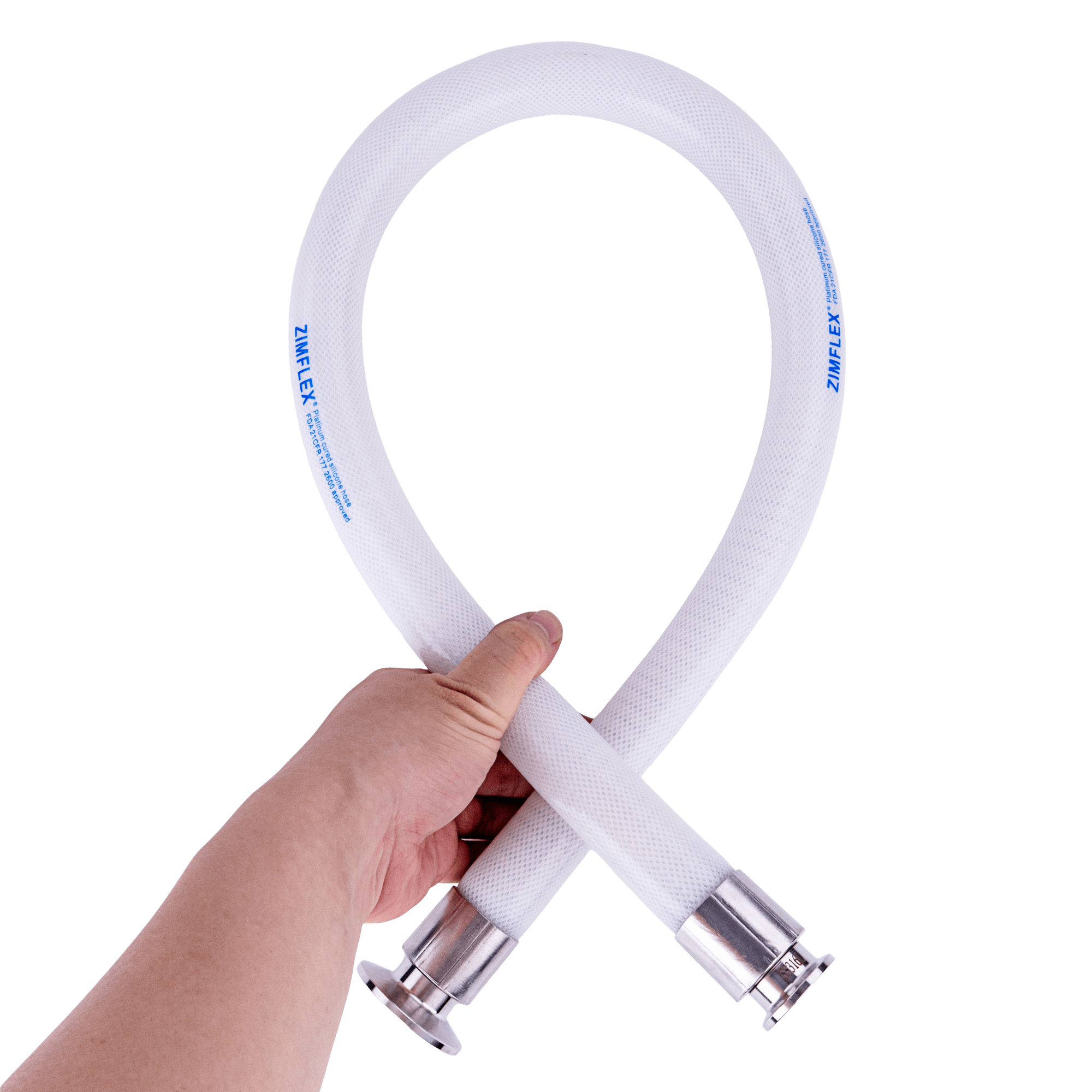 ZIMFLEX food-grade silicone hose with steel wire spiral and woven mesh for industrial food applications